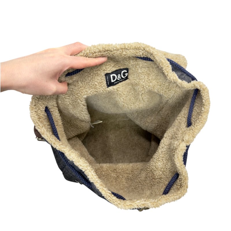 D&G Dolce & Gabbana 牛仔 毛毛 背包-17