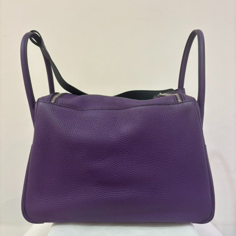 HERMES紫黑拼色銀釦 Lindy 34-1