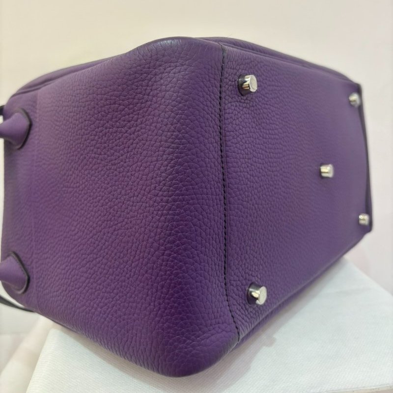 HERMES紫黑拼色銀釦 Lindy 34-3