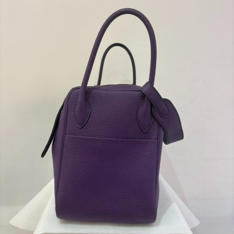 HERMES紫黑拼色銀釦 Lindy 34-7