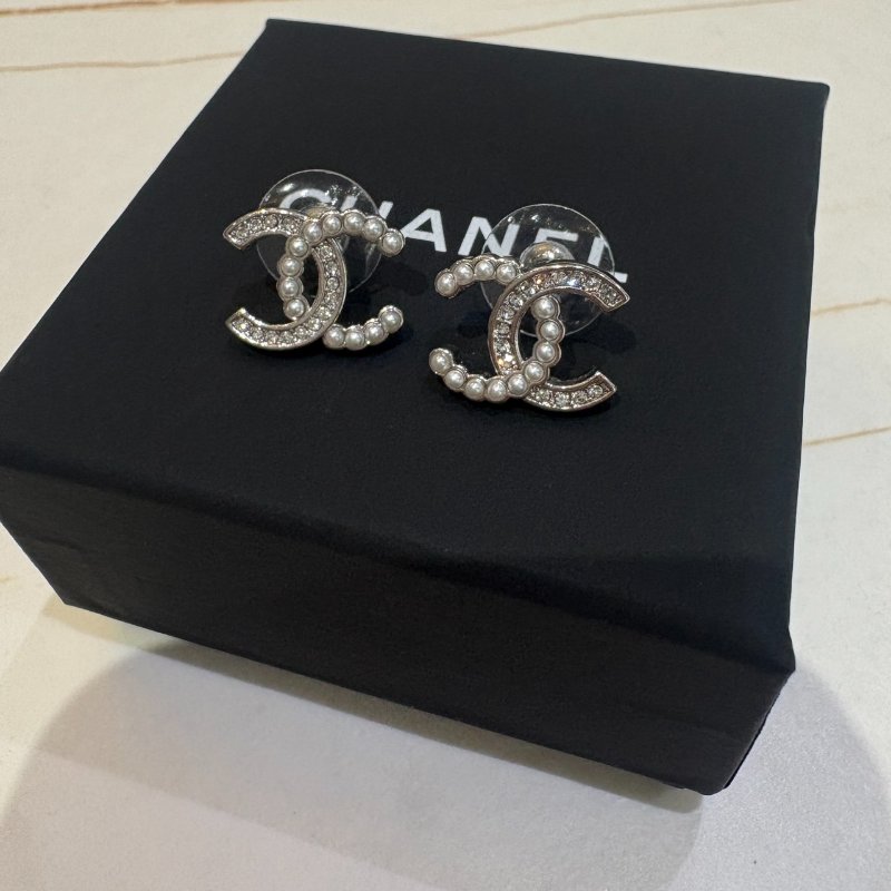 *SHIHNA名牌精品* CHANEL 雙C 珍珠水鑽耳環-3