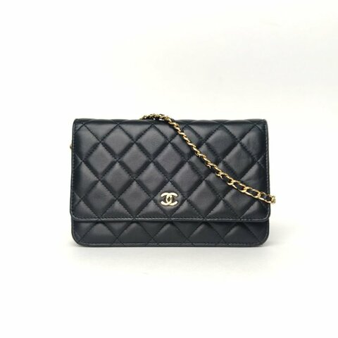 CHANEL CFWOC19黑色羊皮29開金扣肩背包
