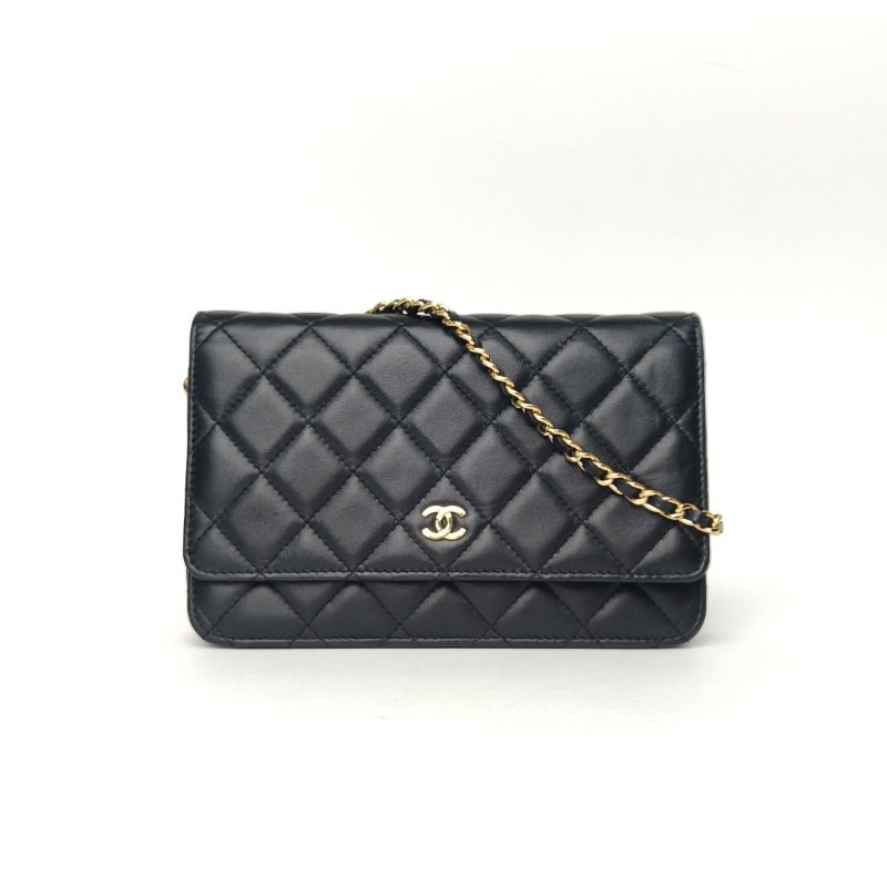 CHANEL CFWOC19黑色羊皮29開金扣肩背包-0