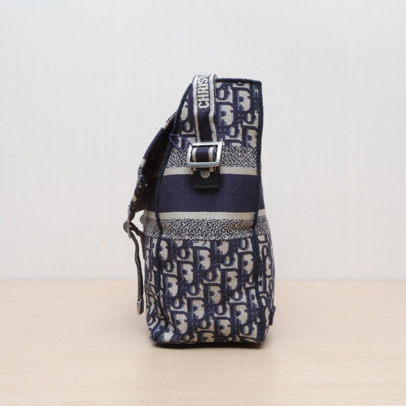 DIOR Diorcamp郵差信使包中號29藍色帆布銀扣2019肩背包-2