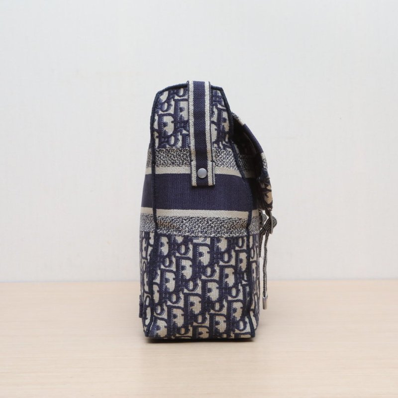 DIOR Diorcamp郵差信使包中號29藍色帆布銀扣2019肩背包-3