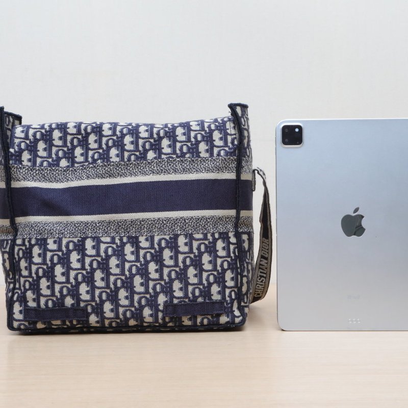 DIOR Diorcamp郵差信使包中號29藍色帆布銀扣2019肩背包-4