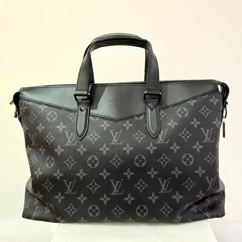 LV黑原花手提肩背公事包