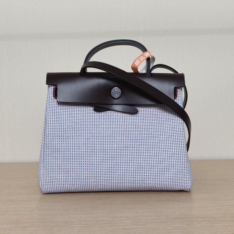 HERMES Herbag310G馬鞍紅帆布/Hunter牛皮Z刻銀扣肩背包-0