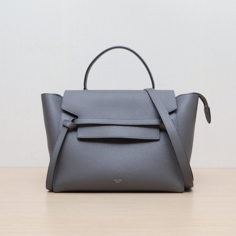 CELINE Belt鯰魚包Mini28灰色牛皮金扣肩背包-1