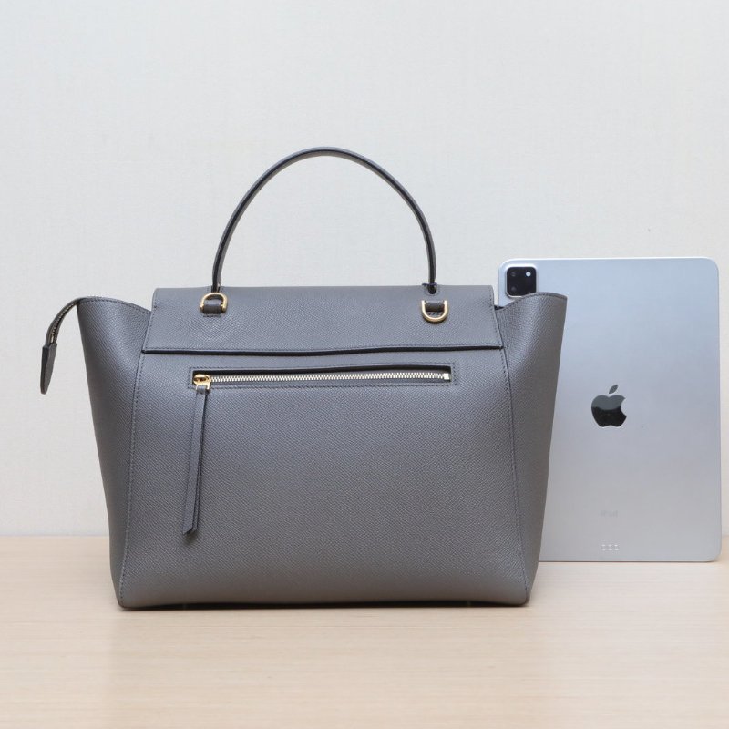 CELINE Belt鯰魚包Mini28灰色牛皮金扣肩背包-4