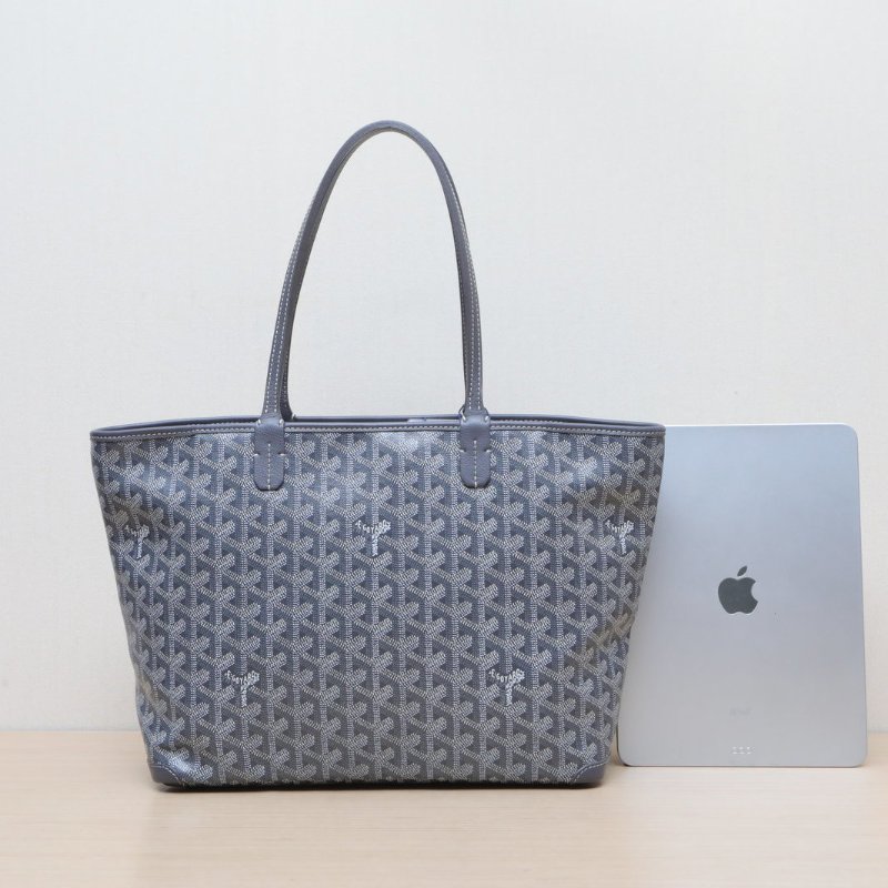 GOYARD Artois拉鏈購物袋ToteMM小號灰色PVC肩背包-4