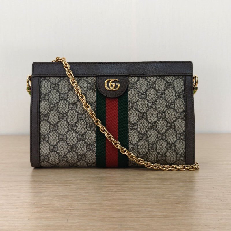 GUCCI Ophidia夾子包小號26老花PVC金扣肩背包-0