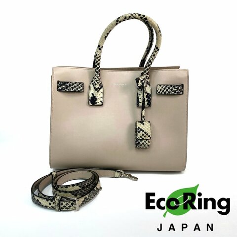 △ Saint Laurent 聖羅蘭 Nude Pink Calfskin And Python Embossed Calfskin 2 Way Bag 裸粉色小牛皮和仿蛇紋壓紋小牛皮兩用袋 - 257020051