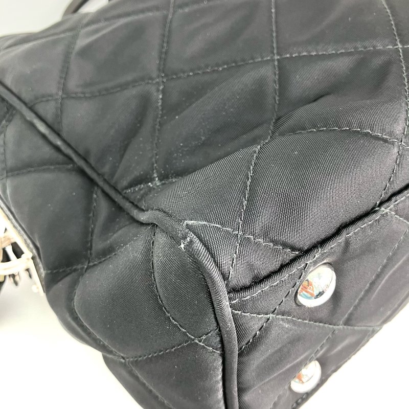 ☆Prada普拉達 Tessuto Black Nylon Chain Shoulder Bag 1BB903 黑色尼龍鏈條肩背袋 1BB903 -257021047-6
