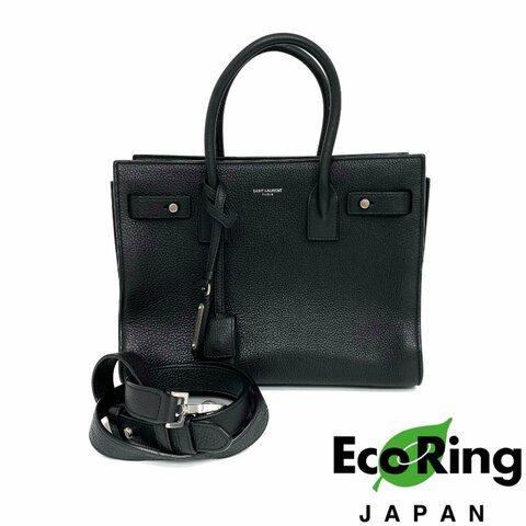 ☆ Saint Laurent 聖羅蘭 Black Calfskin Sac De Jour 2Way Bag 黑色小牛皮兩用袋 - 257020684