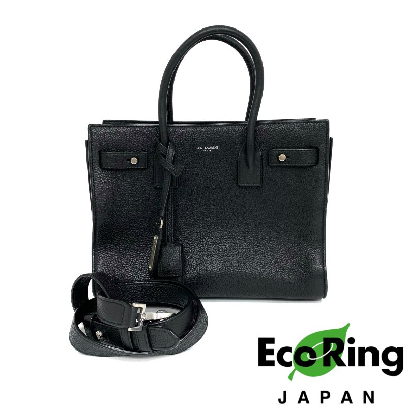 ☆ Saint Laurent 聖羅蘭 Black Calfskin Sac De Jour 2Way Bag 黑色小牛皮兩用袋 - 257020684-0