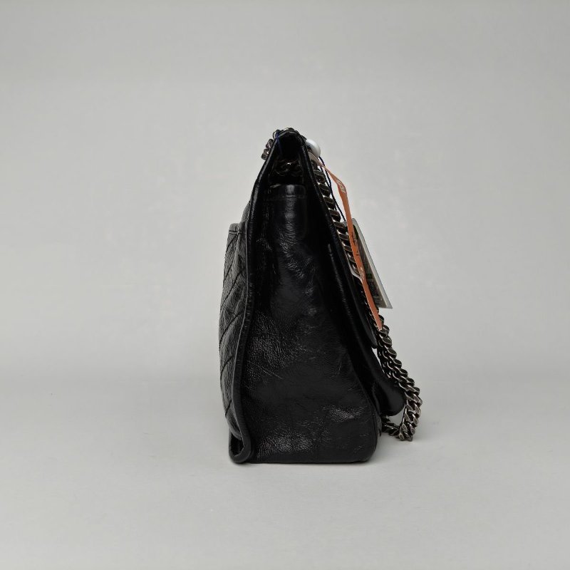 SAINT LAURENT Niki中號28黑色牛皮黑扣肩背包-3