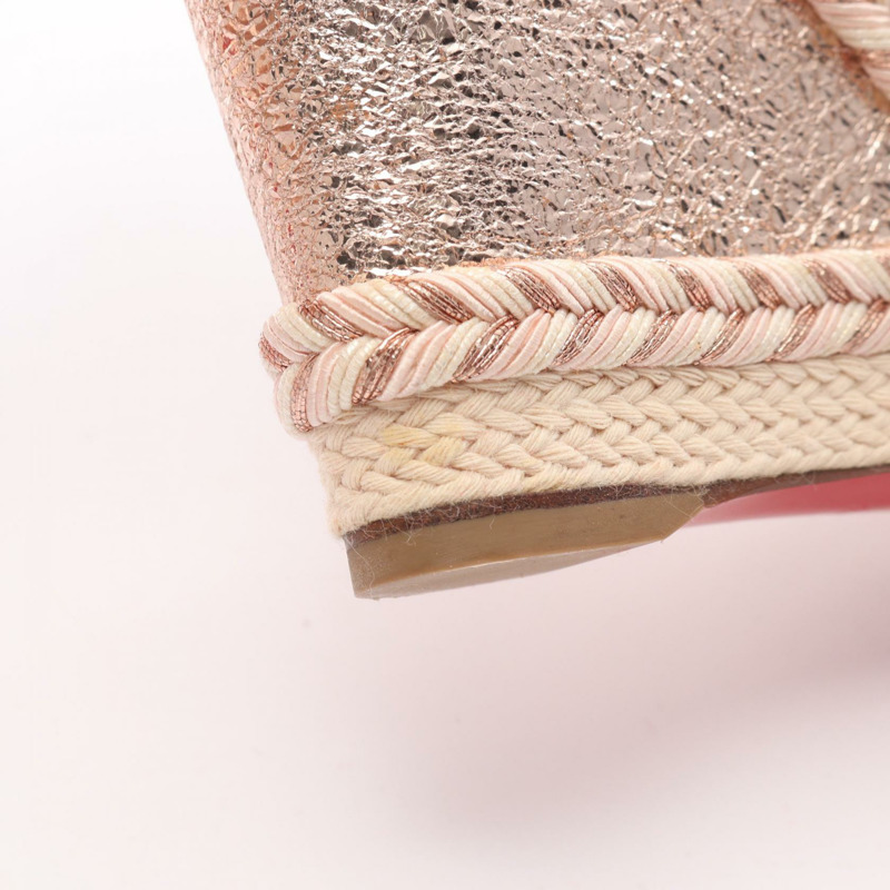 Christian Louboutin MADMONICA 120 涼鞋 皮革帆布 金色 米色 #36 女款-6