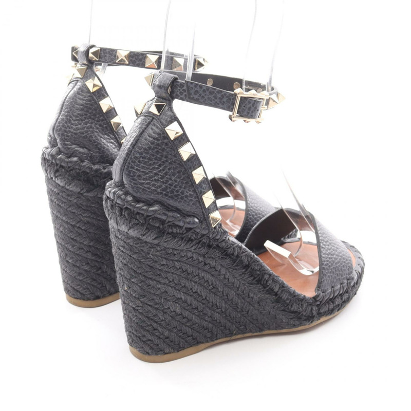 Valentino Garavani 鉚釘涼鞋，海軍藍皮革，#35，二手女款-1