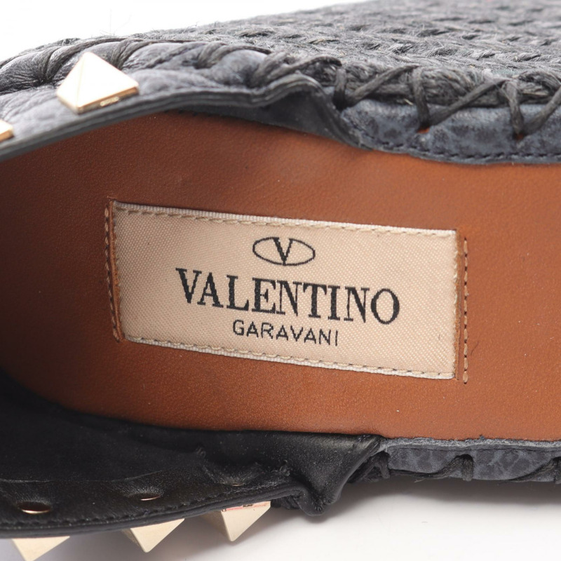 Valentino Garavani 鉚釘涼鞋，海軍藍皮革，#35，二手女款-4