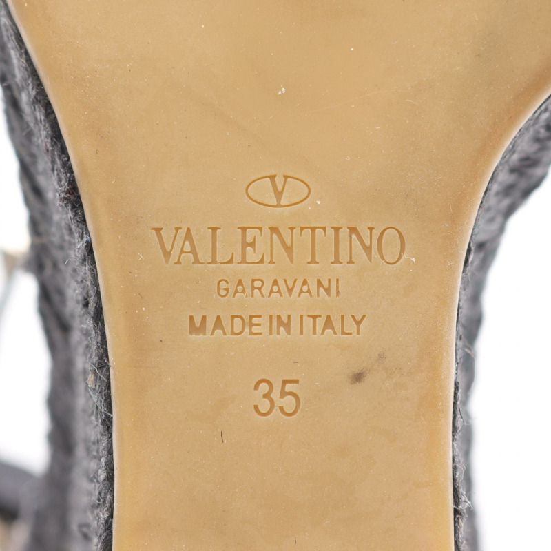 Valentino Garavani 鉚釘涼鞋，海軍藍皮革，#35，二手女款-5