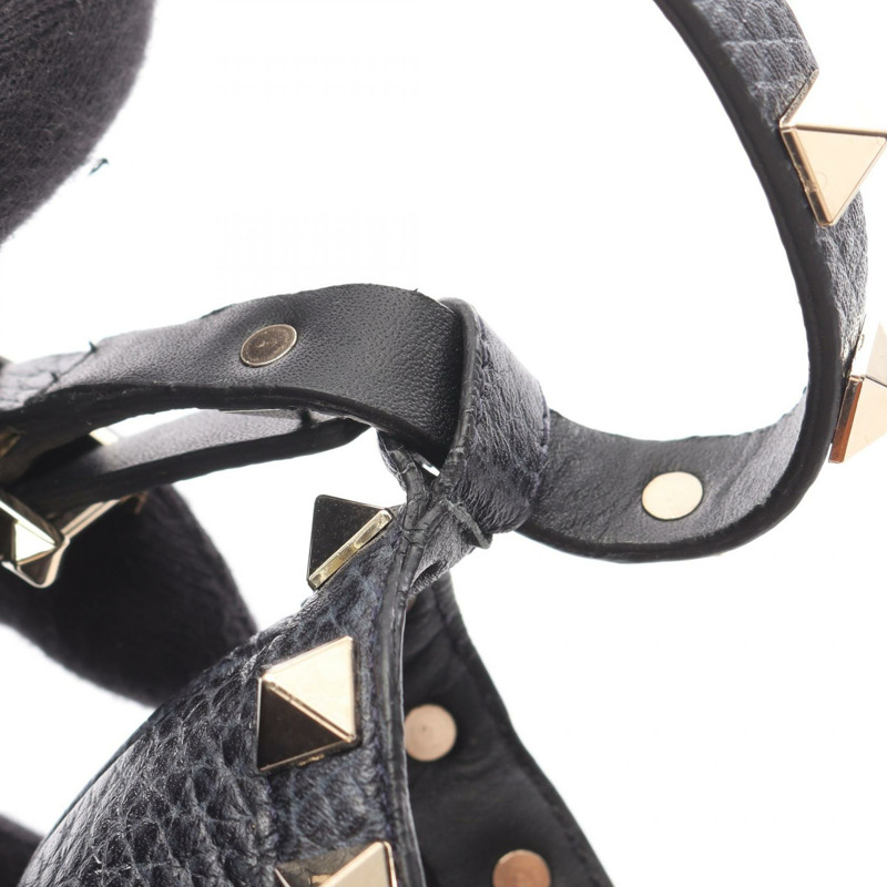 Valentino Garavani 鉚釘涼鞋，海軍藍皮革，#35，二手女款-8