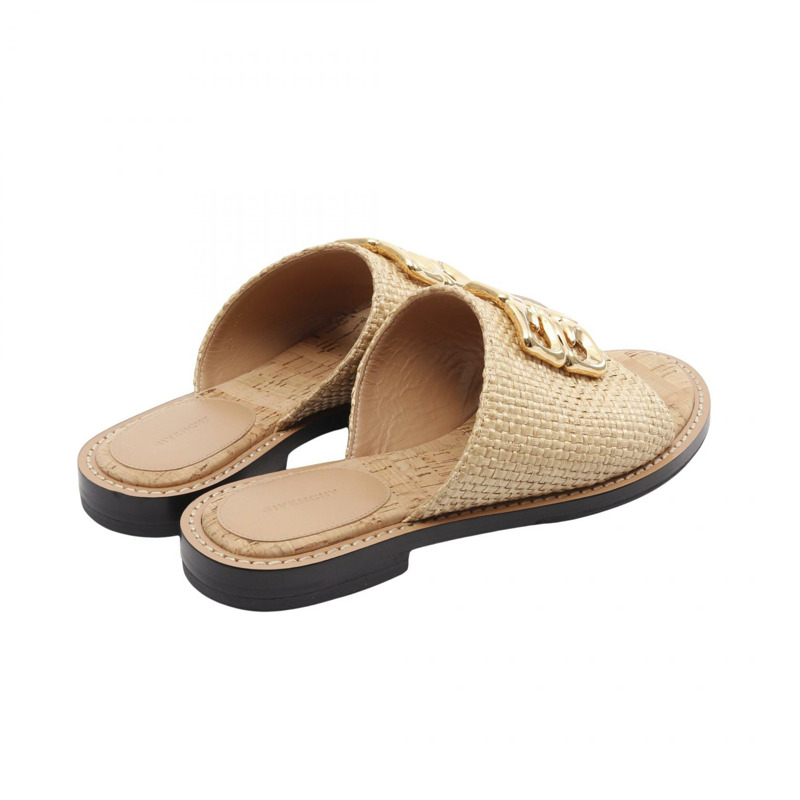 紀梵希 4G 液體涼鞋 拉菲草 米色 #36 二手女鞋-1