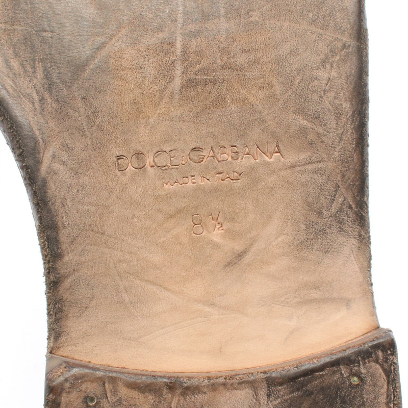 DOLCE & GABBANA 夏季平底涼鞋,黑色真皮,8.5碼,二手女鞋-5