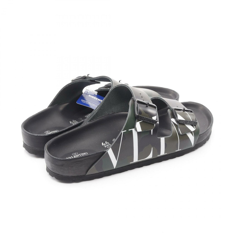 VALENTINO GARAVANI × BIRKENSTOC VLTN logo 涼鞋 皮革 卡其色 多色 #44 男款-1