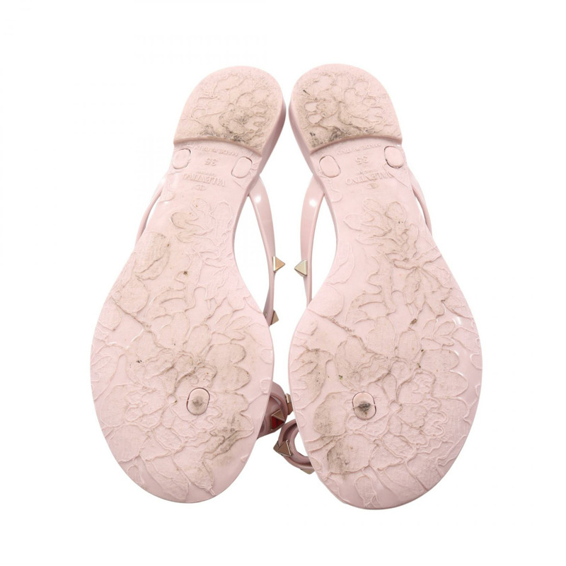 Valentino Garavani 鉚釘涼鞋 橡膠粉紅 #35 二手女鞋-3