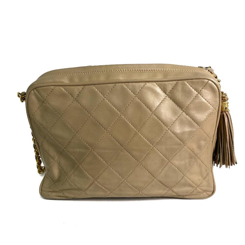 △ Chanel 香奈兒 Beige Lambskin Gold Tone Metal Chain Shoulder Bag #0 淺褐色小羊皮金色金屬鎖鏈肩背袋#0 - 257020737-1