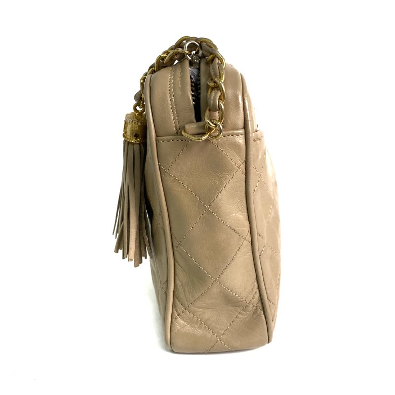 △ Chanel 香奈兒 Beige Lambskin Gold Tone Metal Chain Shoulder Bag #0 淺褐色小羊皮金色金屬鎖鏈肩背袋#0 - 257020737-3