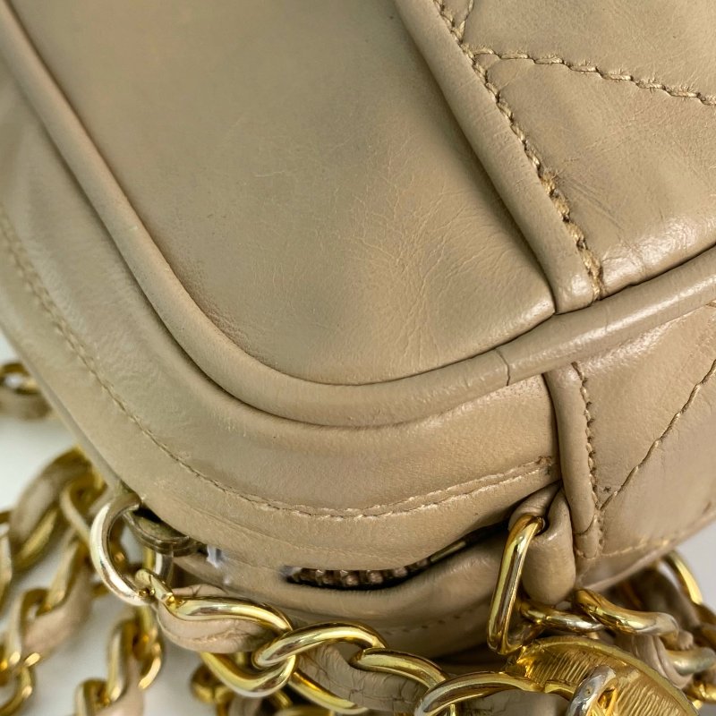 △ Chanel 香奈兒 Beige Lambskin Gold Tone Metal Chain Shoulder Bag #0 淺褐色小羊皮金色金屬鎖鏈肩背袋#0 - 257020737-12