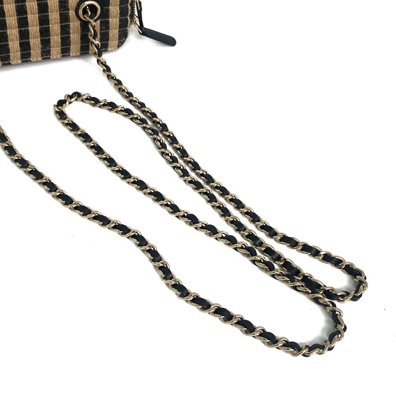 △ Chanel 香奈兒 Black And Beige Raffia East West Chain Shoulder Vanity Case AP1999 No.30 黑色和淺褐色拉菲草金色金屬鎖鏈化妝箱No.30 - 257020914-10