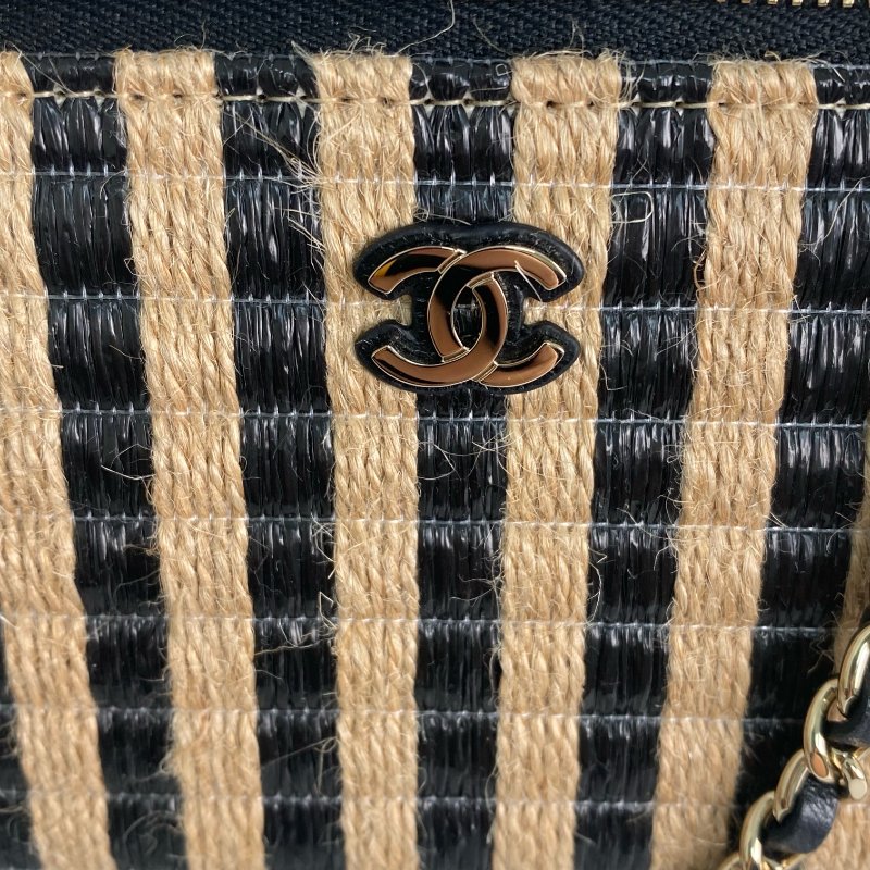 △ Chanel 香奈兒 Black And Beige Raffia East West Chain Shoulder Vanity Case AP1999 No.30 黑色和淺褐色拉菲草金色金屬鎖鏈化妝箱No.30 - 257020914-12