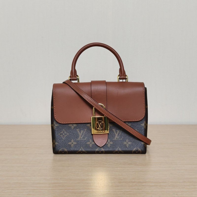 LOUIS VUITTON LockyBB鎖頭包焦糖色PVC金扣晶片老花肩背包-0