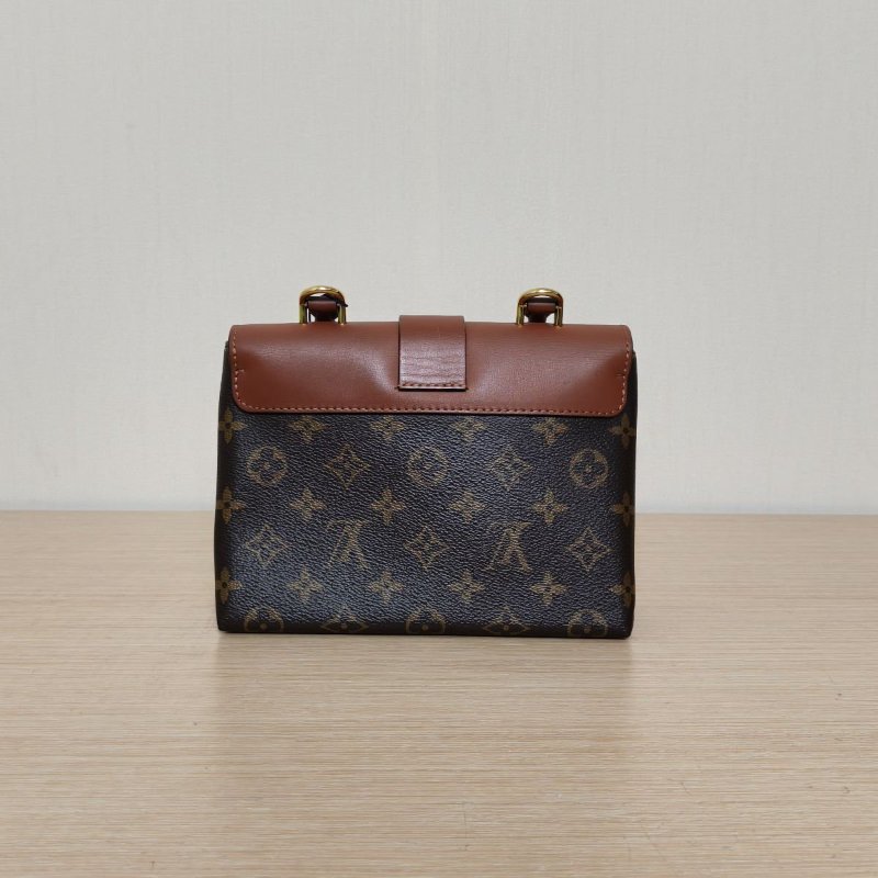 LOUIS VUITTON LockyBB鎖頭包焦糖色PVC金扣晶片老花肩背包-2