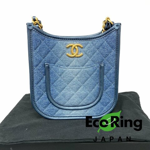 △ Chanel 香奈兒 Hobo Blue Denim Gold Tone Metal Chain 2Way Bag AS4532B 藍色牛仔布金色金屬鏈條兩用袋 AS4532B -257020493