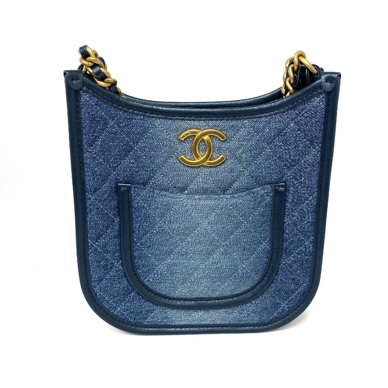 △ Chanel 香奈兒 Hobo Blue Denim Gold Tone Metal Chain 2Way Bag AS4532B 藍色牛仔布金色金屬鏈條兩用袋 AS4532B -257020493-1