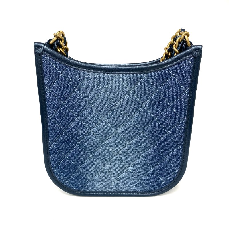 △ Chanel 香奈兒 Hobo Blue Denim Gold Tone Metal Chain 2Way Bag AS4532B 藍色牛仔布金色金屬鏈條兩用袋 AS4532B -257020493-2