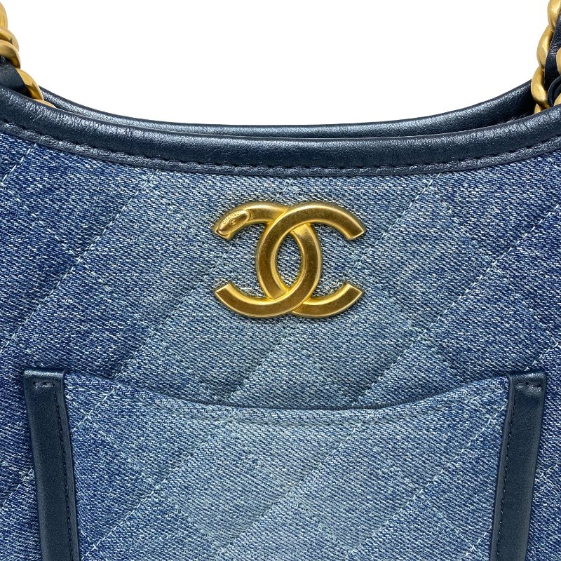 △ Chanel 香奈兒 Hobo Blue Denim Gold Tone Metal Chain 2Way Bag AS4532B 藍色牛仔布金色金屬鏈條兩用袋 AS4532B -257020493-7
