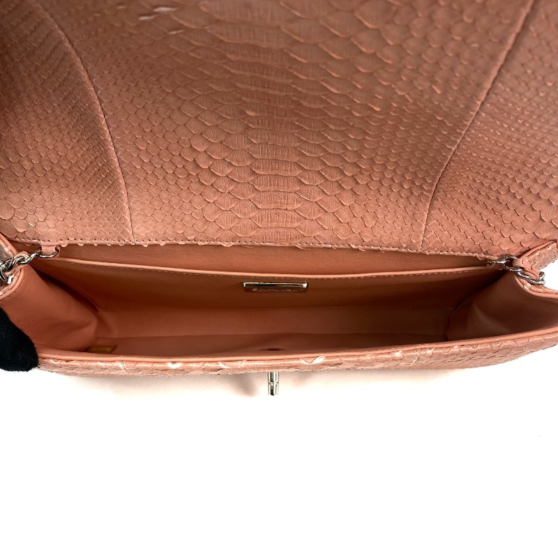 △ Chanel 香奈兒 Pink Python Silver Tone Metal Chain Shoulder Bag No.18 粉紅色蛇皮銀色金屬鎖鏈肩背袋No.18 - 257021236-14