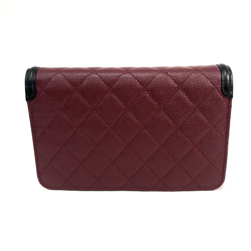△ Chanel 香奈兒 Wine Red Caviar Skin Gold Tone Metal Filigree Chain Wallet On Chain A84551 No.28 酒紅色粒紋小牛皮金色金屬鎖鏈銀包No.28 - 257021256-2