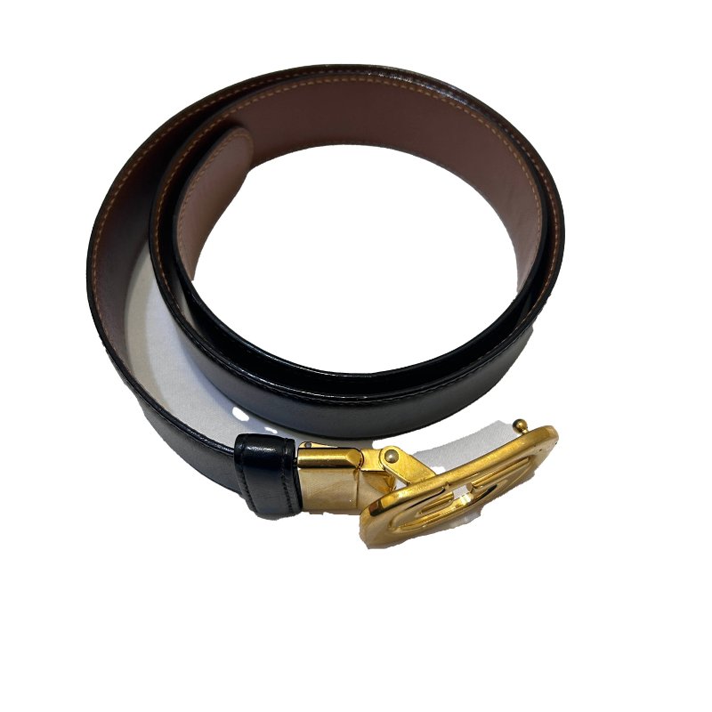 GUCCI金色Ｇ字Logo75公分皮帶-2