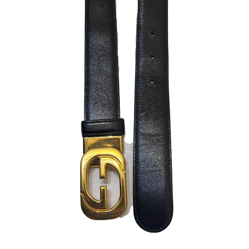 GUCCI金色Ｇ字Logo75公分皮帶-3