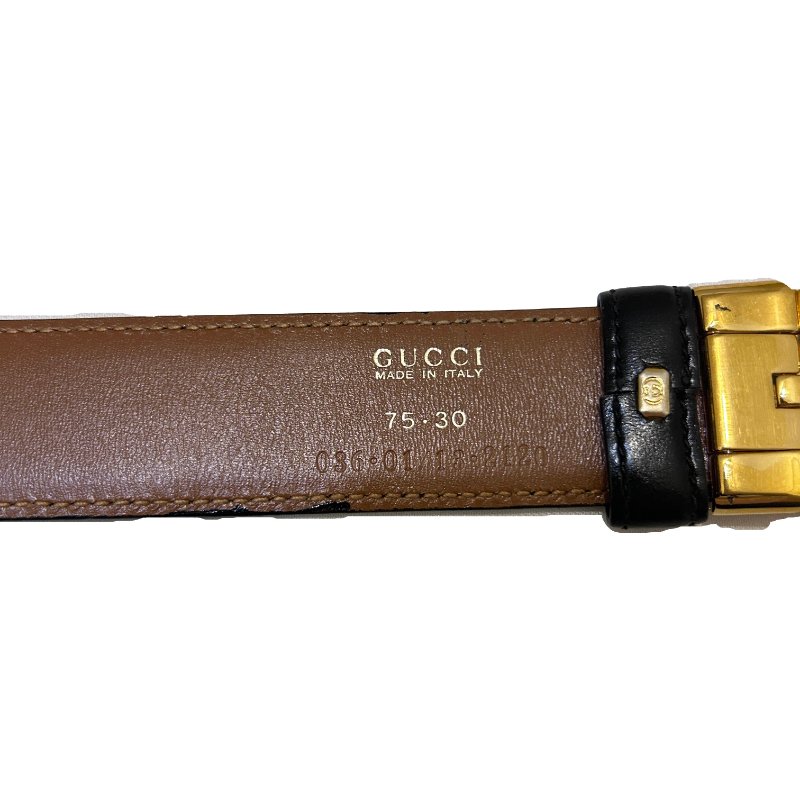 GUCCI金色Ｇ字Logo75公分皮帶-5