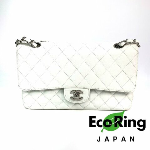 △ Chanel 香奈兒 CF25 White Caviar Skin Silver Tone Metal Double Flap Chain Shoulder Bag A01112 No.11 白色粒紋小牛皮銀色金屬鎖鏈肩背袋No.11 - 257021259