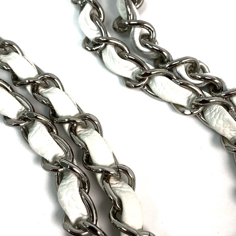 △ Chanel 香奈兒 CF25 White Caviar Skin Silver Tone Metal Double Flap Chain Shoulder Bag A01112 No.11 白色粒紋小牛皮銀色金屬鎖鏈肩背袋No.11 - 257021259-10