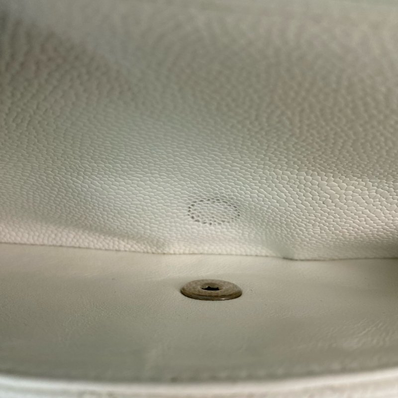 △ Chanel 香奈兒 CF25 White Caviar Skin Silver Tone Metal Double Flap Chain Shoulder Bag A01112 No.11 白色粒紋小牛皮銀色金屬鎖鏈肩背袋No.11 - 257021259-18