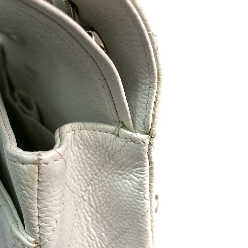 △ Chanel 香奈兒 CF25 White Caviar Skin Silver Tone Metal Double Flap Chain Shoulder Bag A01112 No.11 白色粒紋小牛皮銀色金屬鎖鏈肩背袋No.11 - 257021259-20